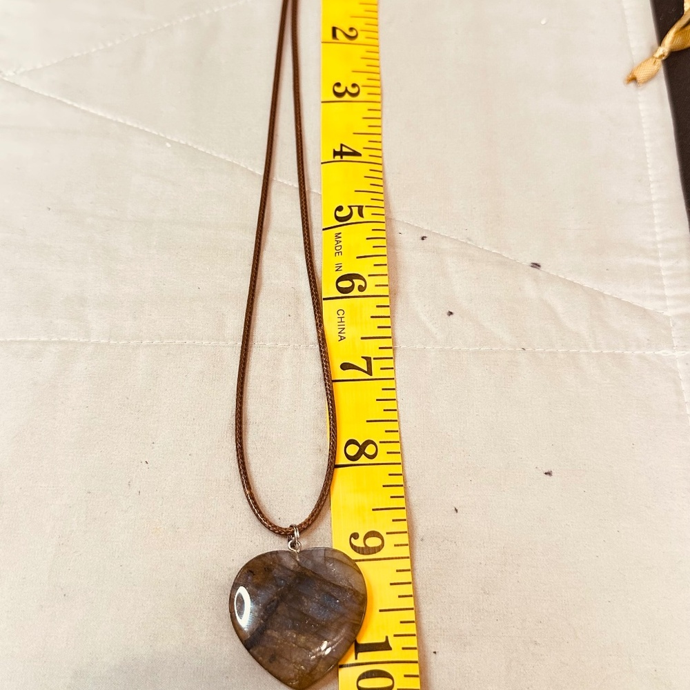 Large Labradorite Heart Pendant w/Excellent Blue Flash Genuine Stone - Picture 7 of 13